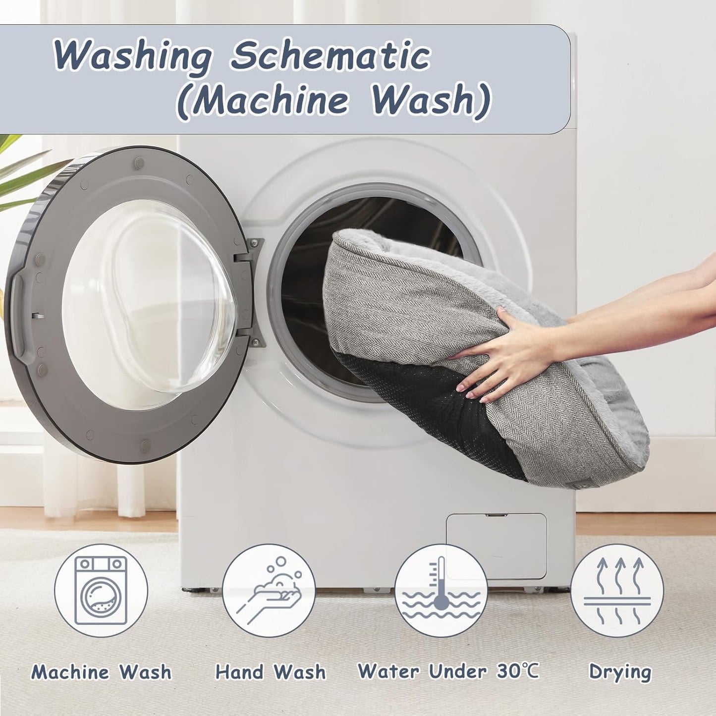 Cat Beds for Indoor Cats,Small Dog Bed,Cuddler Dog Beds,Calming Dog Bed Donut,Soft Anxiety Cozy Pet Beds,Puppy Bed for Small/Medium Dogs Washable round in Grey Color, PET